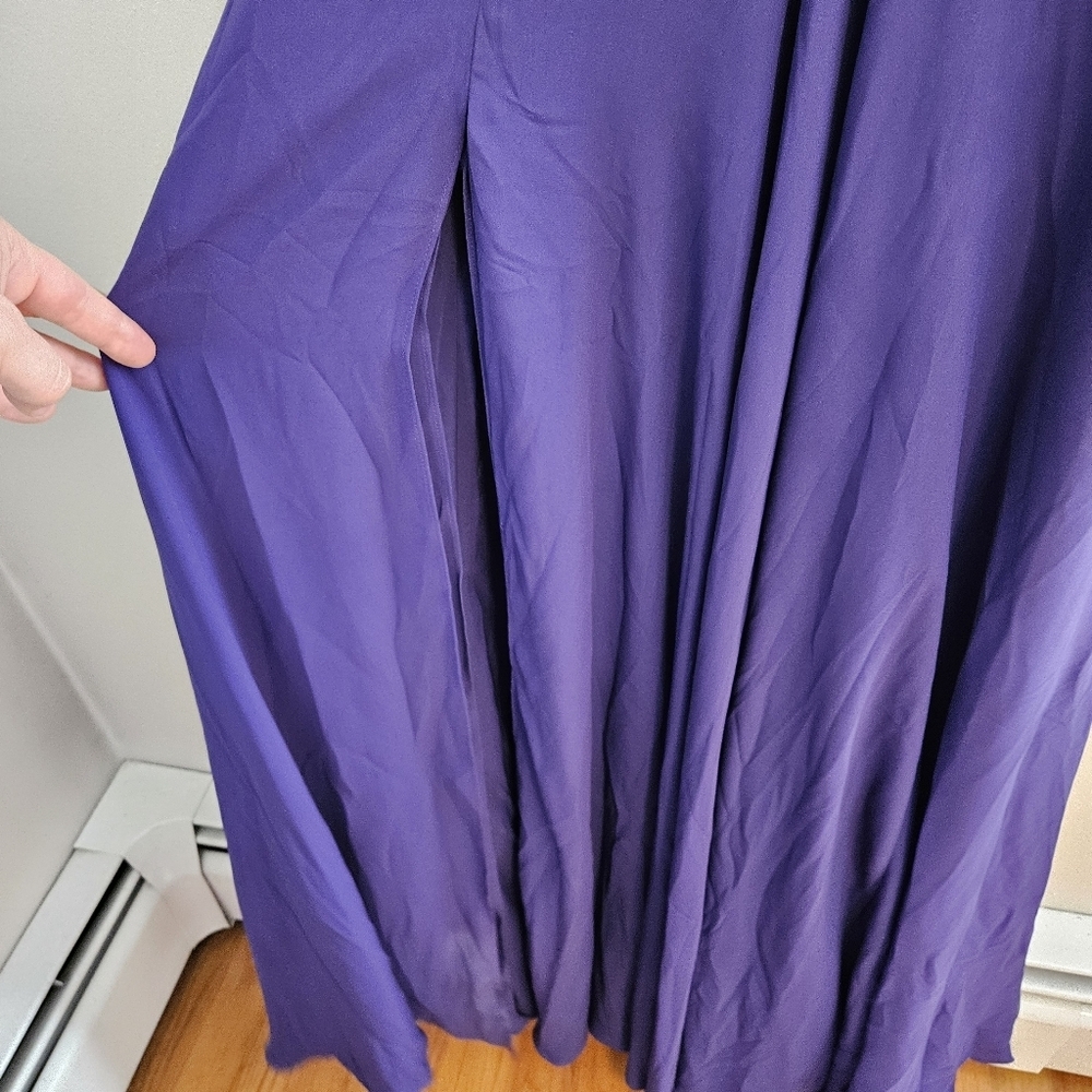 Fame and Partners Gown Purple Maxi Dress Cutouts Sleeveless Formal Slit Womens 6 - Picture 5 of 11